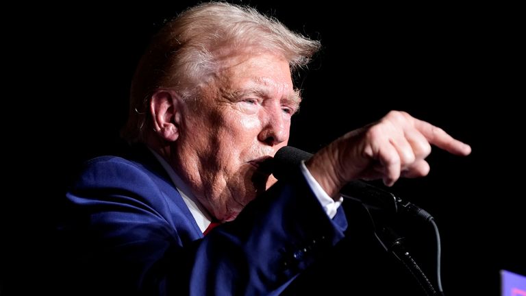 Donald Trump speaks during a campaign event in Las Vegas. Pic: AP Photo/Alex Brandon