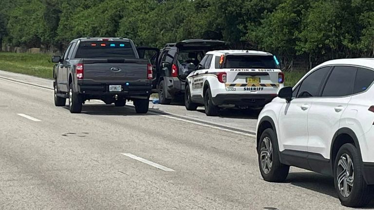 Police vehicles are seen at a scene following reports of multiple shots fired near the golf course of Republican presidential candidate Donald Trump, in West Palm Beach, Florida, U.S., September 15, 2024. Martin County Sheriff's Office/Handout via REUTERS THIS IMAGE HAS BEEN SUPPLIED BY A THIRD PARTY  